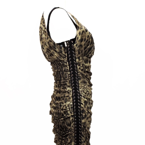 DOLCE & GABBANA 🇮🇹 WOMEN'S BROWN COTTON AND SILK FASHION EVENING DRESS 44 SIZE - Picture 3 of 12